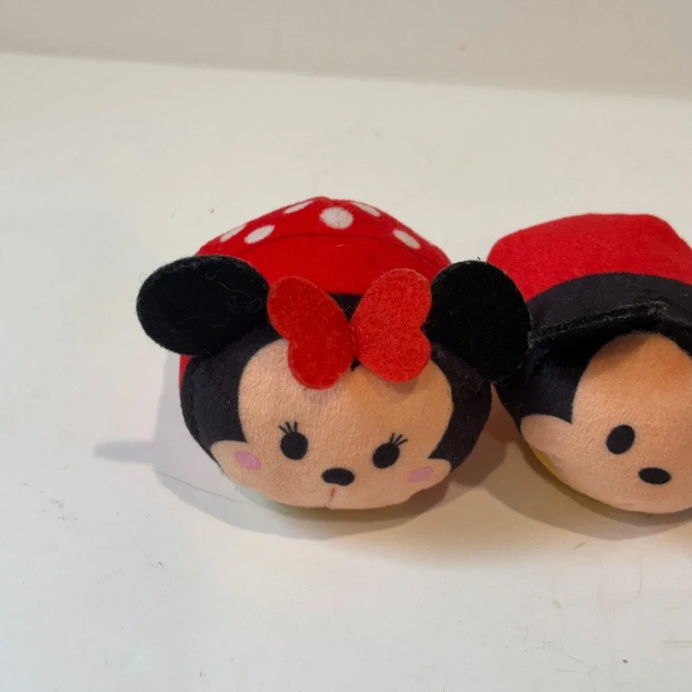 Disney Mickey and Minnie Mouse Tsum Tsum Mini Plush Set Red Black Yellow Pair